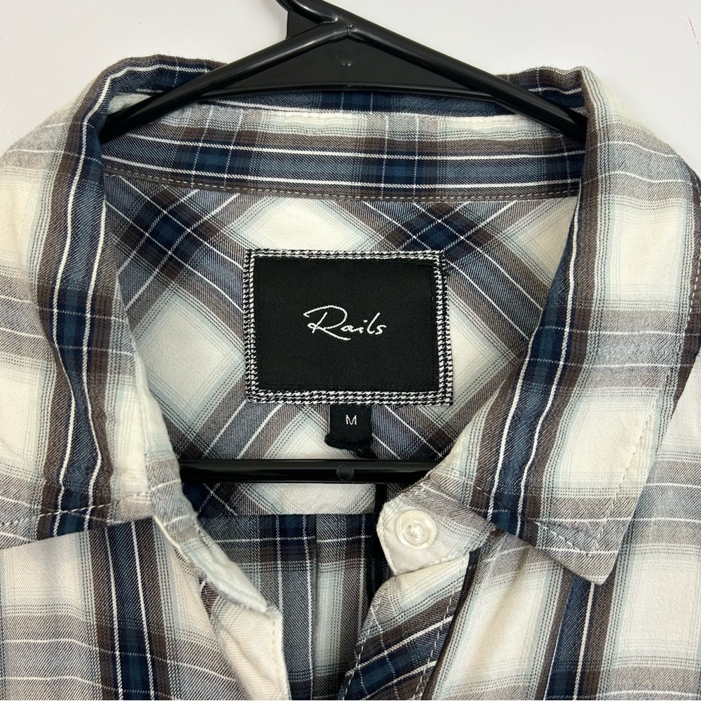 Rails Button Down Rayon Wester Collared Shirt Whi… - image 2